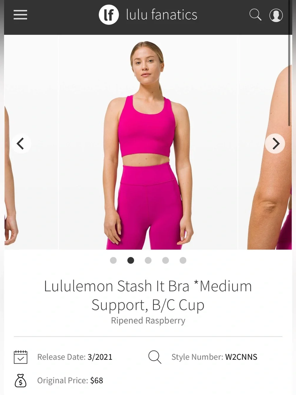 Lululemon Stash It Bra *Medium Support, B/C Cup